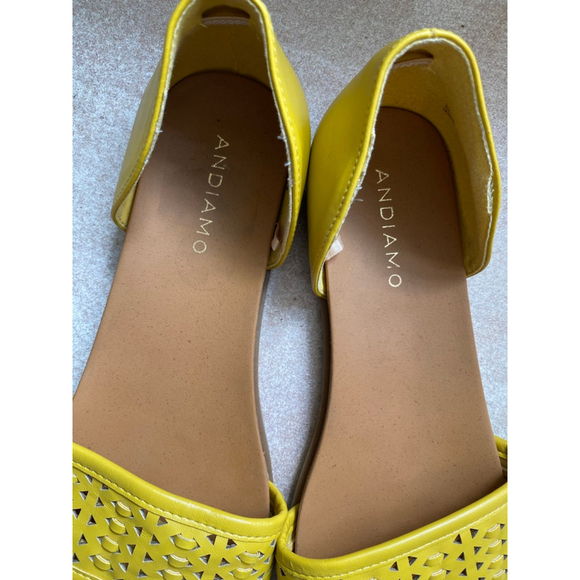 Andiamo Yellow Cutout Slide Sandals Summer Beach Resort Boho Coastal Slip-On 9.5 - Picture 3 of 6